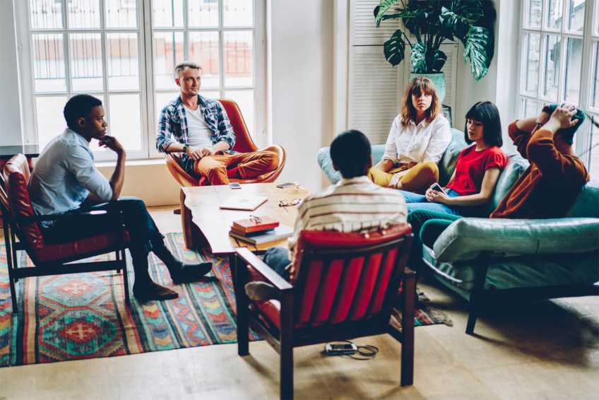 A group meeting to discuss their issues with gambling 