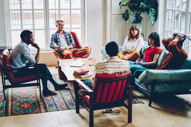 A group meeting to discuss their issues with gambling 